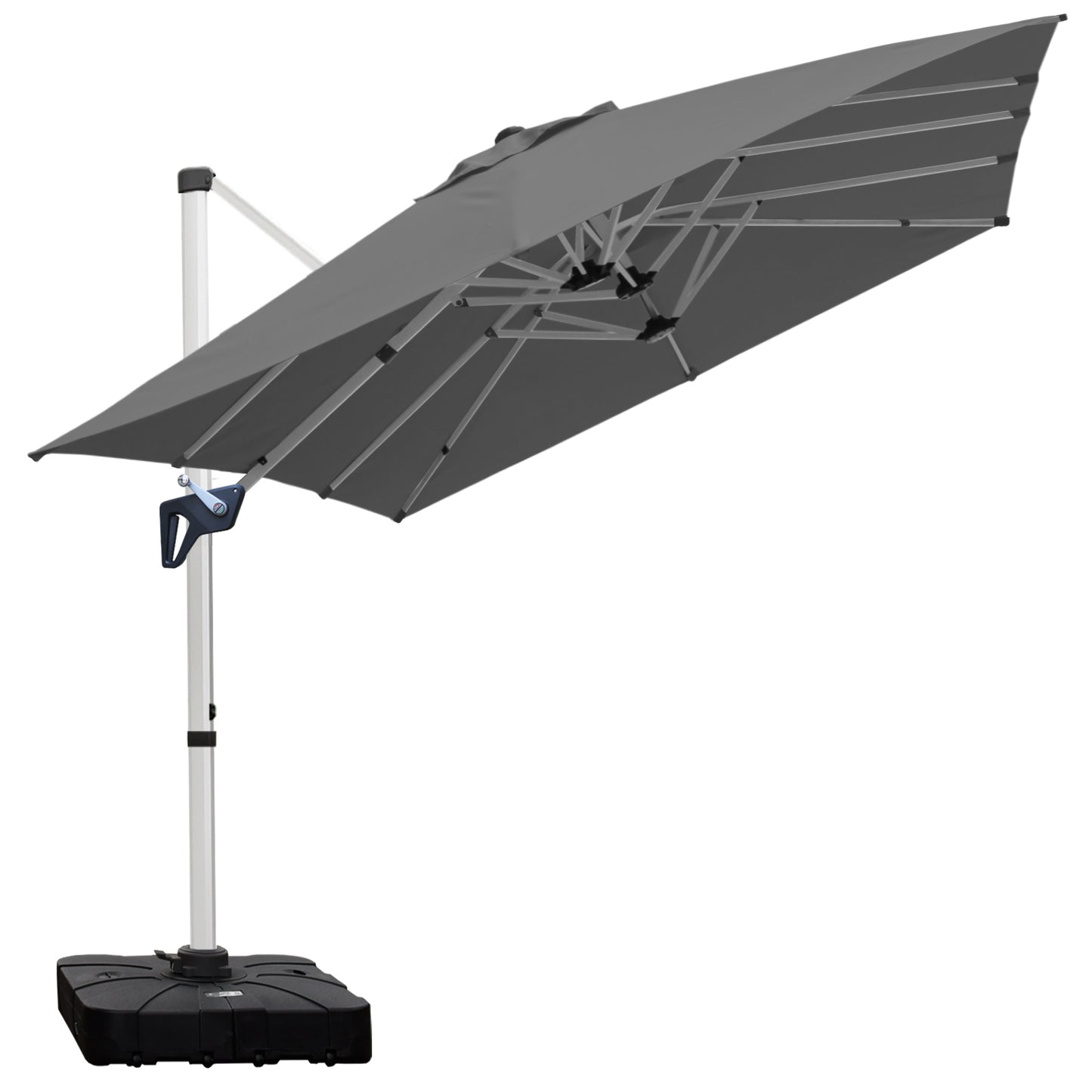 RANSENERS Doppel Ampelschirm mit Schirmständer, Rechteckig 400x240cm, mit 360° Drehbar, UV-Schutz UPF50+ (Grau)