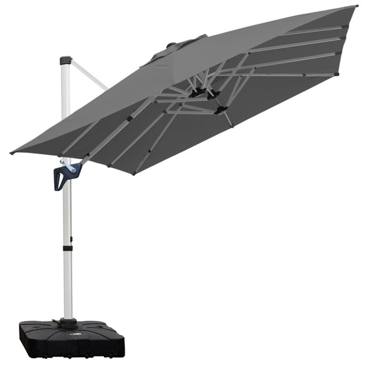 RANSENERS Doppel Ampelschirm mit Schirmständer, Rechteckig 400x240cm, mit 360° Drehbar, UV-Schutz UPF50+ (Grau)
