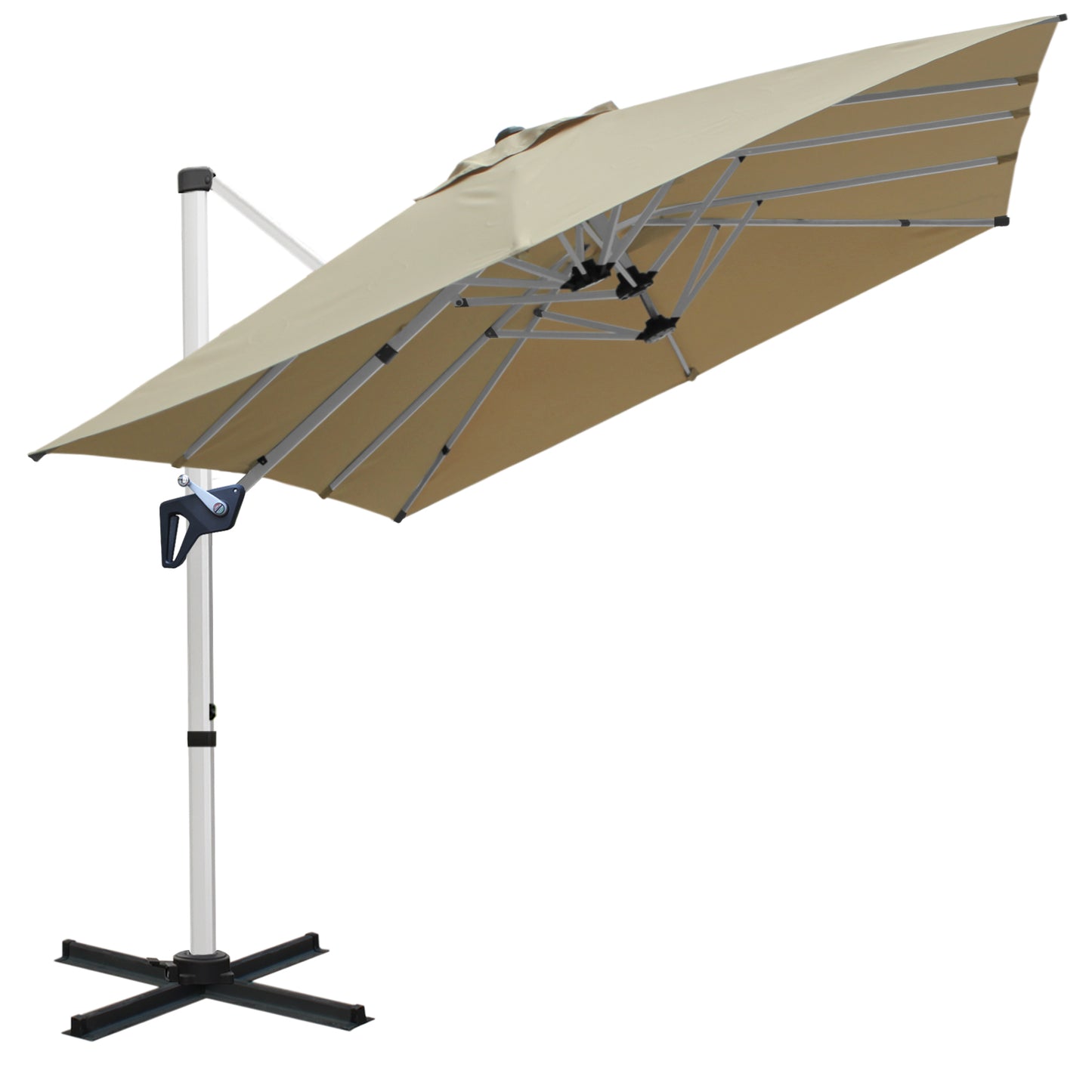 RANSENERS Doppel Ampelschirm, Rechteckig 400x240cm, mit 360° Drehbar, UV-Schutz UPF50+ (Beige)