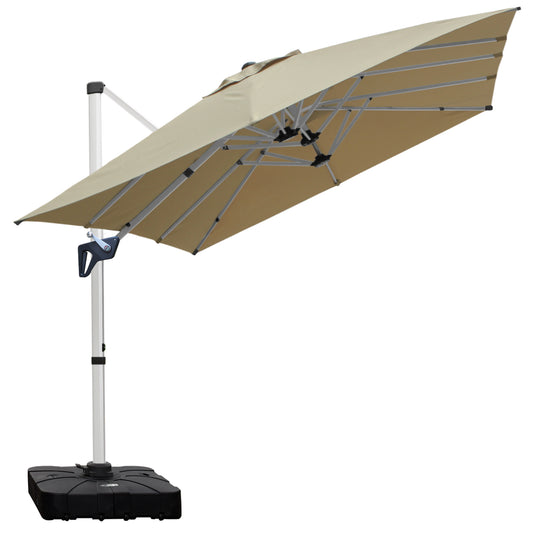 RANSENERS Doppel Ampelschirm mit Schirmständer, Rechteckig 400x240cm, mit 360° Drehbar, UV-Schutz UPF50+ (Beige)