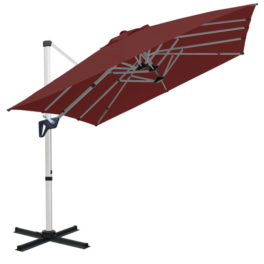 RANSENERS Doppel Ampelschirm, Rechteckig 400x240cm, mit 360° Drehbar, UV-Schutz UPF50+ (Rotwein)