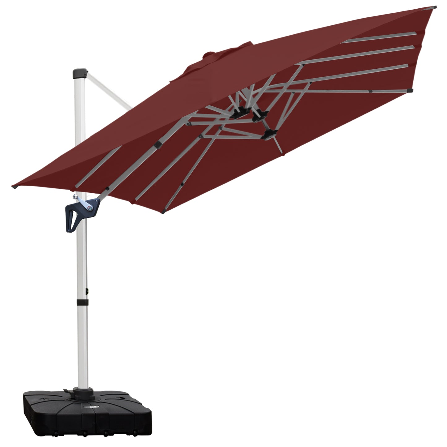 RANSENERS Doppel Ampelschirm mit Schirmständer, Rechteckig 400x240cm, mit 360° Drehbar, UV-Schutz UPF50+ (Rotwein)
