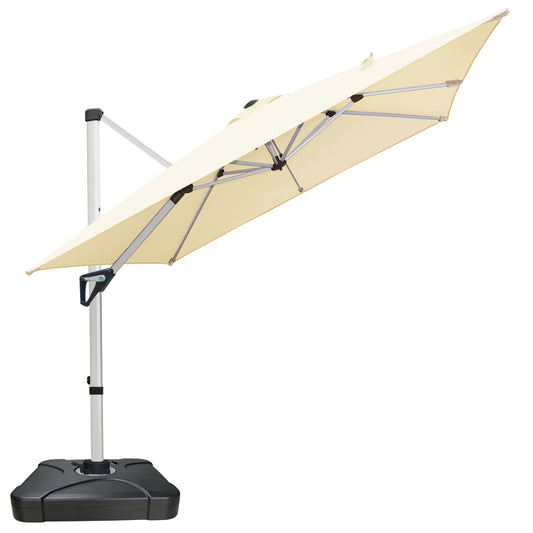RANSENERS Premium Ampelschirm 270 x 270 cm mit Schirmständer, Aluminium Rahmen, 360° Drehbar, Neigbar 0°-90°, 240 g/m² Extra-Dicker Gewebe mit UV50+, für Garten, Kaffeehaus im Freien