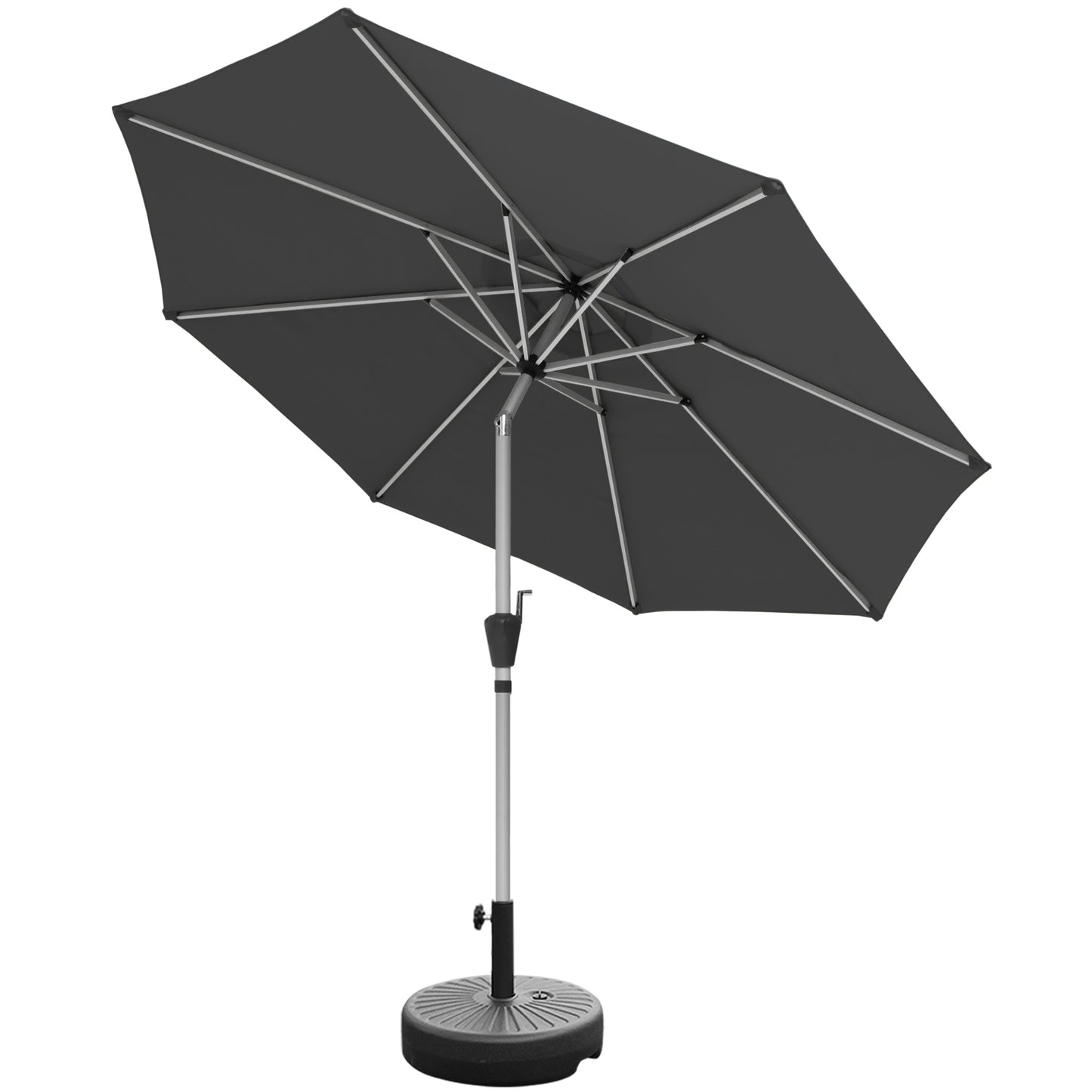 RANSENERS Ø 300cm Premium Sonnenschirm - Kippbarer Gartenschirm mit Vollaluminiumrahmen und 8 Rippen - mit UV50+ Schutz (Grau)