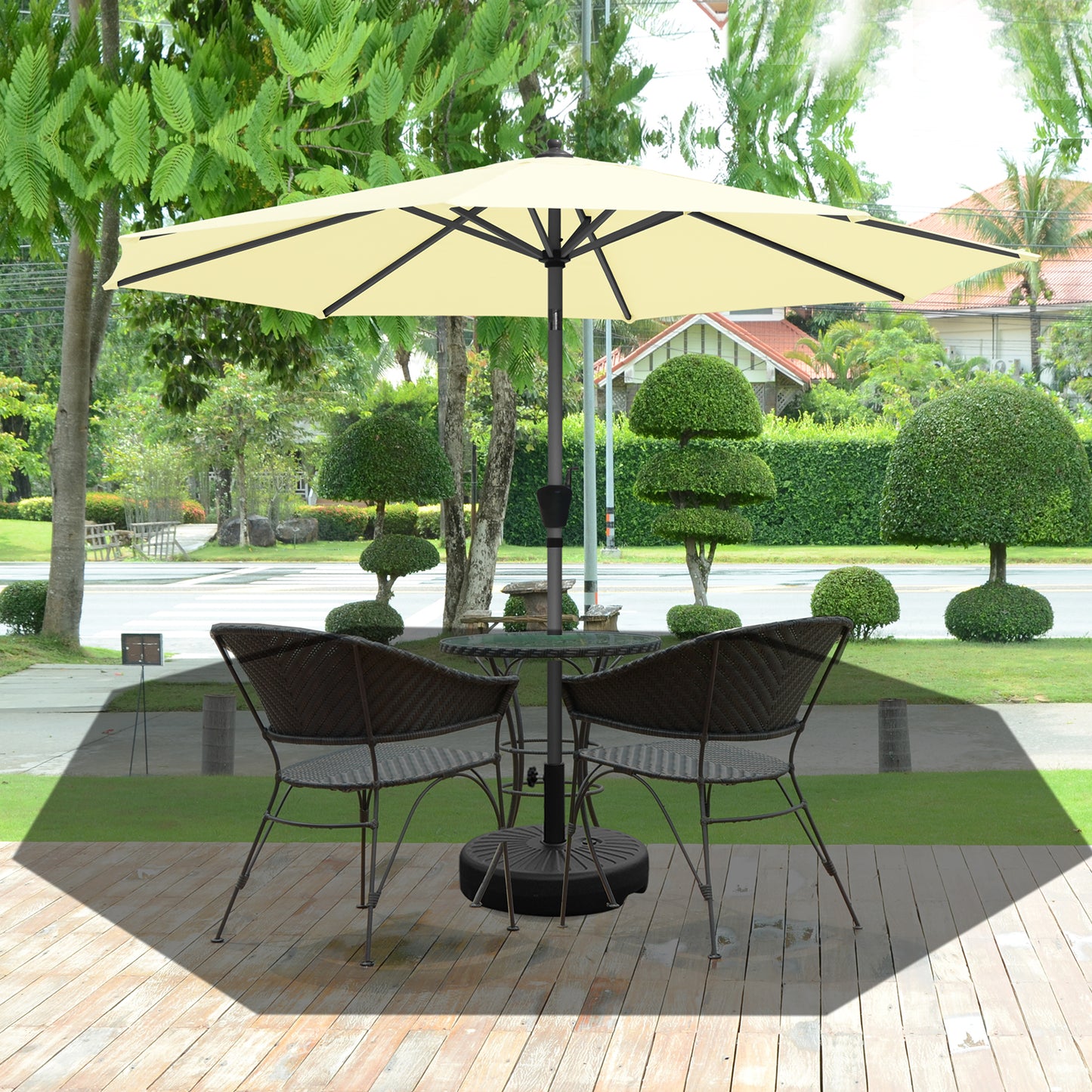 RANSENERS Sonnenschirm Ø 300 cm, Kippbarer Gartenschirm mit UV-Schutz UPF50+ (Creme)