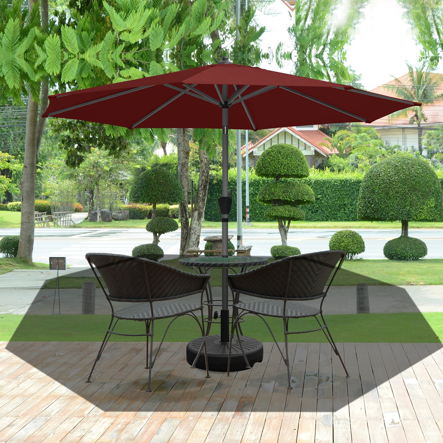 RANSENERS Sonnenschirm Ø 300 cm, Kippbarer Gartenschirm mit UV-Schutz UPF50+ (Rotwein)