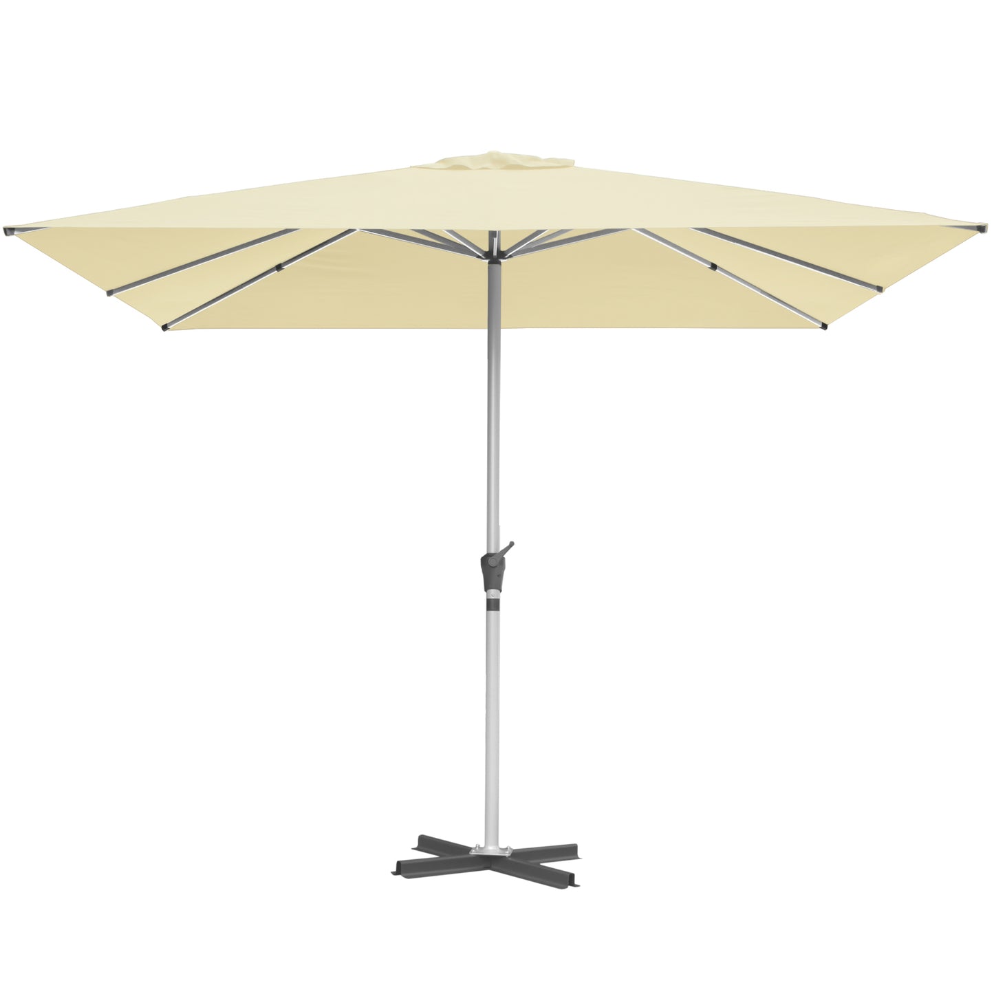RANSENERS Premium Sonnenschirm mit Kreuzfuß, Quadratisch 300 x 300 cm Gartenschirm, UV-Schutz UPF50+ (Creme)