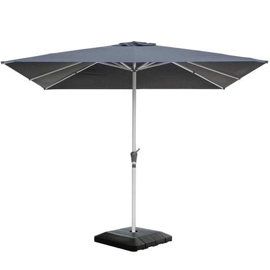RANSENERS Premium Großer Sonnenschirm 300x300cm mit Schirmständer - Gartenschirm mit Hochwertiger Rahmen und 8 Rippen - mit UV50+ Schutz (Grau)