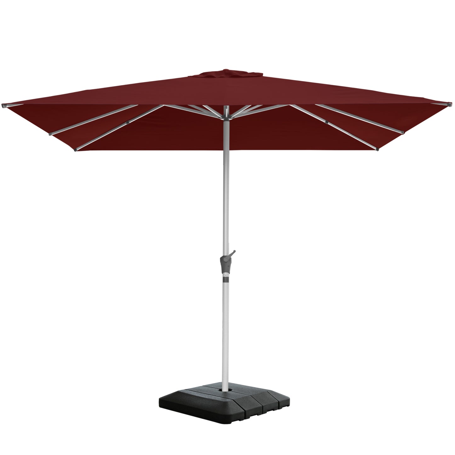 RANSENERS Premium Sonnenschirm mit Schirmständer, Quadratisch 300 x 300 cm Gartenschirm, UV-Schutz UPF50+ (Rotwein)
