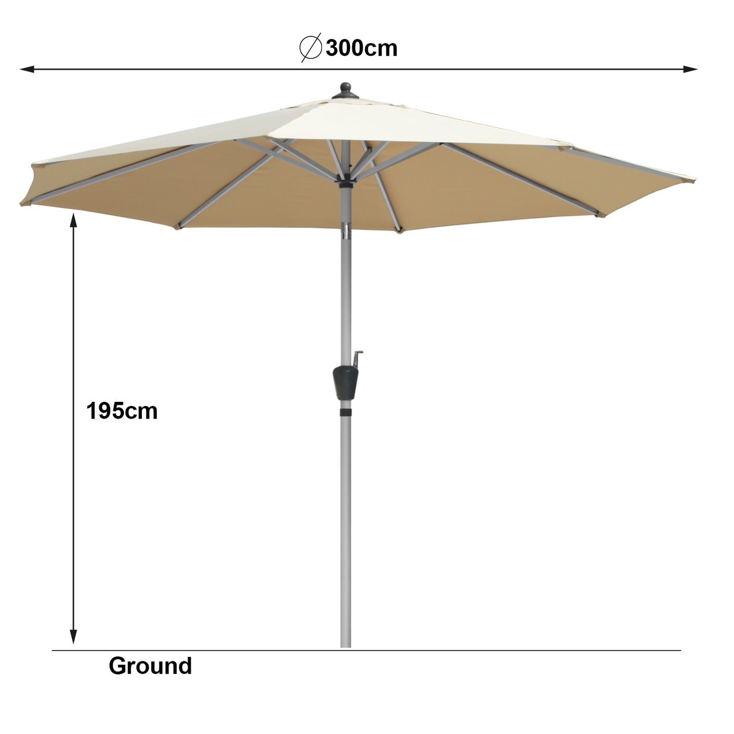 RANSENERS Ø 300cm Premium Sonnenschirm - Kippbarer Gartenschirm mit Vollaluminiumrahmen und 8 Rippen - mit UV50+ Schutz