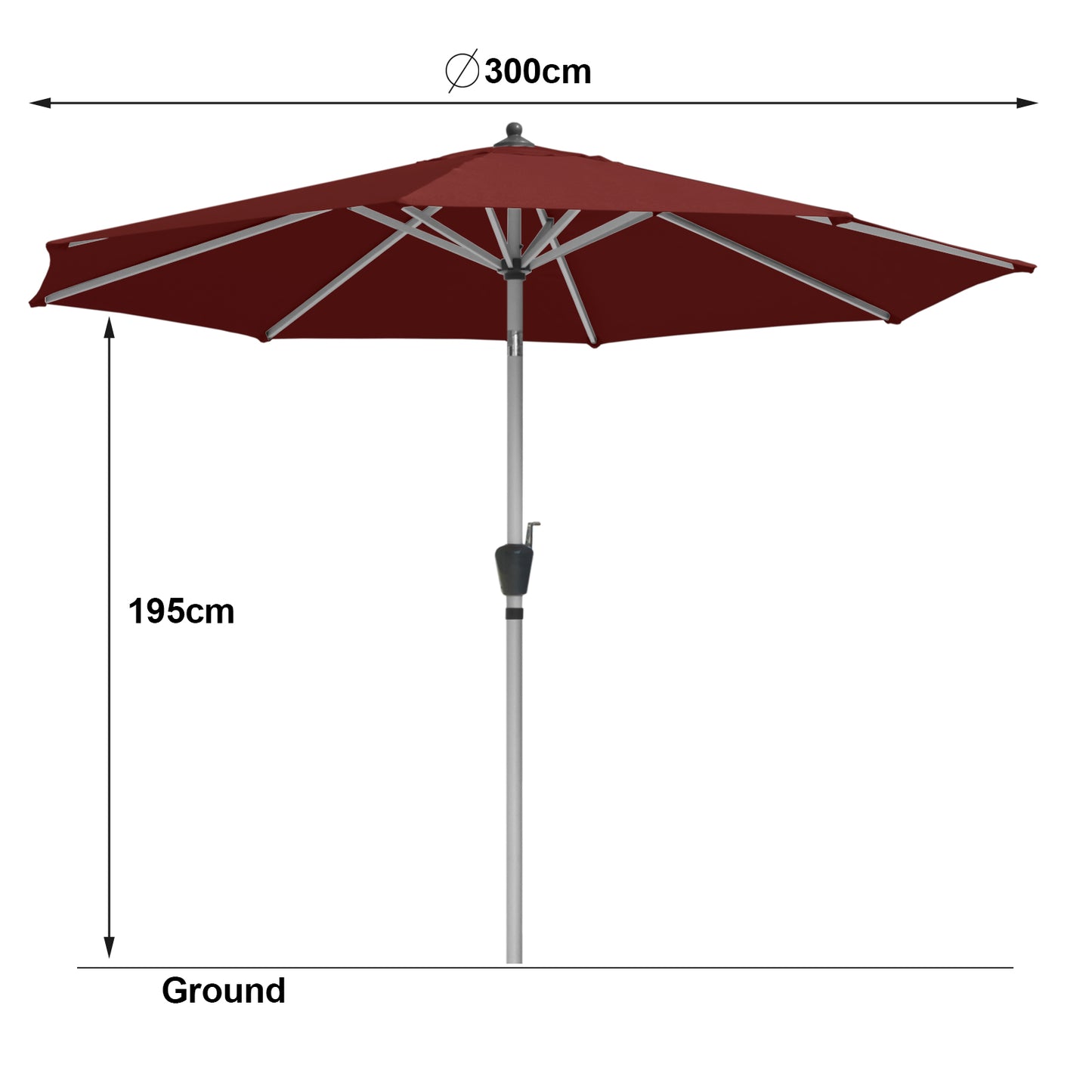RANSENERS Ø 300cm Premium Sonnenschirm - Kippbarer Gartenschirm mit Vollaluminiumrahmen und 8 Rippen - mit UV50+ Schutz